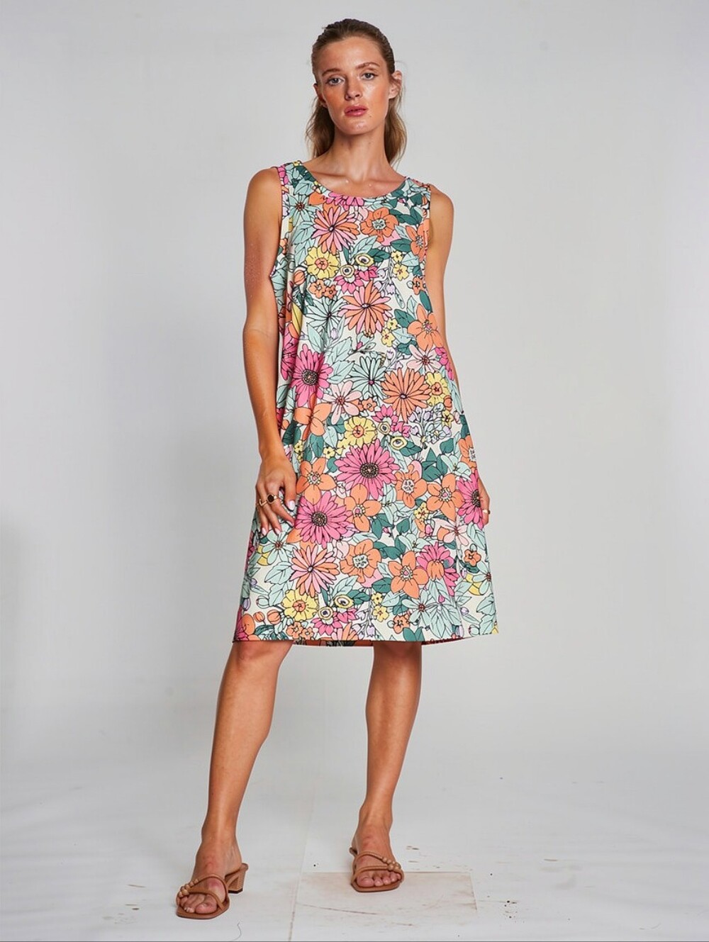 NWT BOMBOM Retro Floral Tank Dress Small